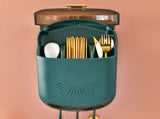 Wall Mounted Chopsticks Holder Dust Prevention 3 Compartments Large Capacity Draining Utensil V1294-YM0626-3118230011311