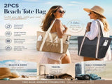 Dark Grey & Brown Large Capacity Beach Handbag Combo 2Pcs V1221-XM-LB633-GM48