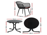 Gardeon 5PCS Outdoor Dining Set Table and Chairs Patio Furniture Garden Diamond Black ODF-DIN-5STFD-130-BK