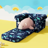 Keezi Kids Sofa 2 Seater Children Flip Open Couch Lounger Armchair Dinosaur Navy KID-SOFA-SINGLE-NY