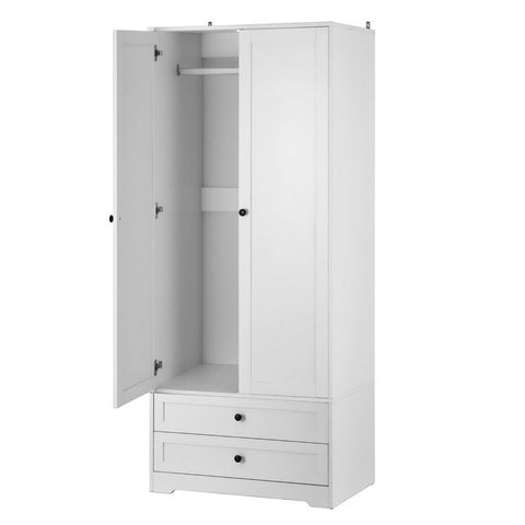 Artiss Wardrobe Clothes Closet Storage Organizer with 2 Doors White FURNI-L-WR02-2D-WH-AB