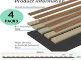 4 Pcs 60cm x 60cm Wall Panel Wood Slat Acoustic Panels Sound Absorbing Proof Panel for Wall Ceiling V324-4XWPANEL6060-WALNUT