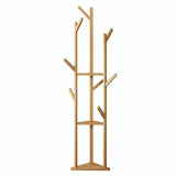 Wooden Coat and Hat Stand with 10 Hooks Floor Standing Clothes and Umbrella Rack V767-XJJ43-G2