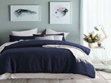 Accessorize Navy Waffle Polyester Quilt Cover Set Single V442-HIN-QUILTCS-POLYWAFFLE-NAVY-SB