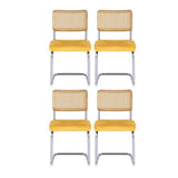 Artiss Dining Chairs Set of 4 Velvet Rattan Cantilever Yellow DINING-B-C01-VEL-YEX4