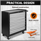 HORUSDY 7 Drawer Tool Box Trolley Cabinet Storage Cart Garage Organiser Lockable V465-86193