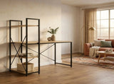 CARLA HOME Computer Desk with 4 Shelf Bookcase - Steel - Brown - Rustic - Office Desk Computer V178-36430