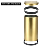 Antique Gold Trash Can, 2.4 Gallons Stainless Steel, Waterproof, Rustproof with Swing Lid V1258-DP02-C-2150