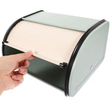 Kitchen Bread Box White Metal Roll Top Lid Multipurpose Storage Container V1366-AZ2-W-13927
