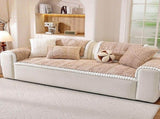 Boho Plush Couch Cover Fuzzy Accent Soft Couch Mat with Geometric Textured Slipcovers Washable V1192-AZ-W-33663