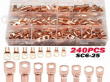 240pcs SC Open-Mouth Bare Terminals HS-50B Crimping Pliers Set - Gold - SC Inspection Hole V1107-145-66513-GLD-SCINSPECTIONHOLECOPPERLUG