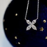 S925 Sterling Silver 4-Leaf Clover Zircon Pendant Necklace 2-Pack - 18K Gold White Gold Plated V1258-DROP002-JEWELRY-02-2PACK