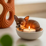Adorable Dog Tea Light Holder - Hand Painted Resin Candle Holders for Pet Lovers - Cute Dachshund, V1366-AZ2-W-16571