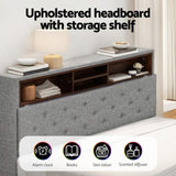 Artiss Bed Frame Double Size LED Mattress Base Platform with Storage Shelf Hidden Storage Box Grey BFRAME-F-MIDNIGHT-D-BK-ABC