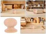 4Pcs Beige Wood Carved Finial Stair Post Caps Decorative End Caps for Bedposts Curtain Rods and V1192-AZ-W-24792