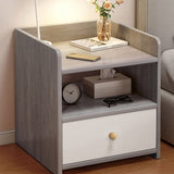 Modern Nightstand Light Gray Wood Grain Safety Tray Storage White Drawer 48cm V360-ZC-FNBT0069-GYWT-1D-47