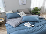 Gray And Blue Stitching Ultra-Soft Solid Color 4-Piece Bedding Set - Queen Size V888-ELOSUNG21505