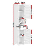 Artiss Bathroom Storage Cabinet 170cm Tall Slim Organiser Toilet Corner Adjustable Shelf Louver Door FURNI-S-BATH-X170-WH