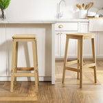 Artiss 2x Bar Stools Rubber Wood Stool Counter Chair Rattan Barstools Kitchen BA-Y-1031-NAX2