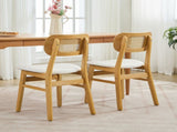 Rattan Back Dining Chairs Set of 2, White Faux Leather V1127-AU-DC03-BGE