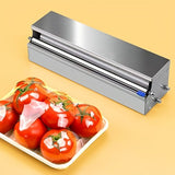 Silver Blue Stainless Steel Cling Wrap Dispenser, Kitchen Storage, Food Storage, Cling Wrap Holder, V1102-122-SIL-85606