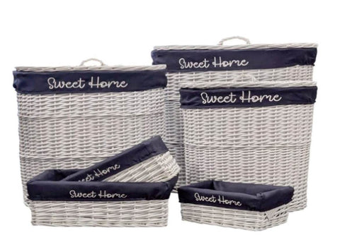 Set 6 Hampton Blue & White Baskets 55x66cm V637-WDB38433