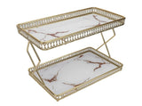 Bathroom Countertop Storage Shelf Space Saving Iron Glass 2 Tier Countertop Organizer for Cosmetics V1294-YM0901-3112250043011