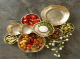 9 Cluster Decorative Bowls Bright Gold Brass Snack Tray Bowl Chip & Dip Serving Piece Strong Brass V1192-AZ-W-21216