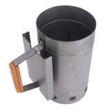 Grill Chimney Starter Wood Handle Compact Barbecue Chimney Starter for Outdoor Cooking Camping V1294-YM0706-3111230161911