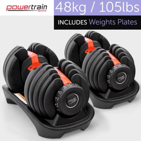 48kg Powertrain Adjustable Dumbbell Home Gym Set DMB-BF1-024-2