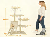 CARLA HOME 134cm Cat Tree for Indoor Cats with Hammock, Plush Perch & Sisal Scratching Posts for V178-36379