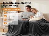 Giselle Electric Throw Rug Double Size 200x180cm Coral Fleece Heated Blanket Grey EB-C-THROW-RUG-200-GY