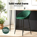 Artiss 4x Bar Stools Kitchen Dining Chair Counter Stool Tub Velvet Metal Green BA-K-1074-GNX4