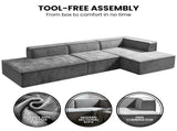Sarantino Vani 3 Seater Modular Sofa Set - Dark Grey SOFA-MLM-315-DGY
