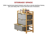 Bamboo Shelf with Storage Hamper Wooden Organiser with 3 Laundry Bags V63-838251