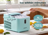Devanti 12KG Ice Maker Machine Bullet Ice Cube Portable Green IM-ZB-E-12WL01-GN