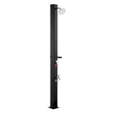 35L Solar Heated Shower, 195cm Showerhead Height Outdoor Shower, with Foot Faucet & Soap Box Rack, V952-TYNLYQHSPVCLYWFF3001V0