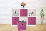 SORTI 27x28x27 CM Dark Pink 8-Pack Foldable Storage Cubes - Fabric Bookcase Organizers for Toys and V510-SML_DARK_PINK_8X