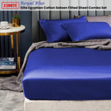 Ramesses 1500TC Elite Egyptian Cotton Sateen Fitted Sheet Combo Set Royal Blue Single V442-KIT-FITTEDSS-1500TCEGYPTIANC-RBLUE-SB
