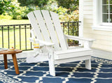 Gardeon Outdoor Chairs Folding Adirondack Beach Chair HDPE Sun Lounge Patio Furniture Garden White FF-BEACH-HEFD-WH