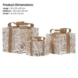 Christabelle Set of 3 Battery Operated Golden Christmas Gift Boxes Warm White LED Lights Indoor 112_MHA604