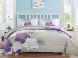 Floral Comforter Set, King Size, Purple Floral 3-Piece Bedding, Lightweight Microfiber V745-MAB010685AJ3