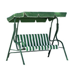 Gardeon Outdoor Swing Chair Garden Bench Furniture Canopy 3 Seater White Green GSC-BST-3S-GNWH