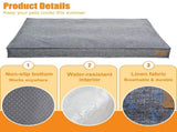 Washable Waterproof Dog Bed Sofa with Removable Cover - Orthopedic Linen Pet Pillow Bed for Small V767-P-XD2236-M-GY