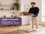 EQUIPMED Overbed Table with Gas Lift, 15kg Load, Steel Frame, 78-107cm Adjustable Height, Lockable V219-ALFOBTEQ84WA