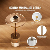 Clear Acrylic End Table, Acrylic Side Table with a Solid Base, 11.9 x 11.9 Round Tabletop, 21.4 V952-YKLBZYXTMSDGZLXAPV0