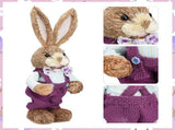 2 Pcs Handmade Straw Bunny Woven Standing Bunny Statue Decor for Indoor Child Party Purple V1294-YM0901-250120FB05-1