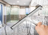 Multipurpose Stainless Steel Shower Scraper for Shower Door with 2 Adhesive Hooks, Bathroom Cleaning V1106-B0D2KYDVH1