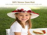 70PCS DIY Straw Hat Kit, Tea Hats, Paintable Blank Sun Caps with 60 Assorted Faux Flowers, V1369-AZ3-W-08860