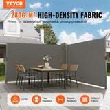 VEVOR Side Awning, 160X600cm Aluminum Outdoor Privacy Screen, 280g Polyester Water-proof V952-ZYPF160X600CMGY01V0